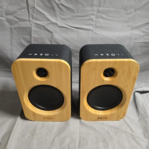 MARLEY GET TOGETHER DUO WIRELESS BLUETOOTH SPEAKERS (PAIR) – WOOD & BLACK FABRIC