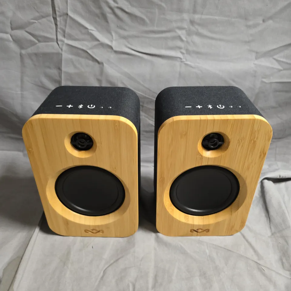 MARLEY GET TOGETHER DUO WIRELESS BLUETOOTH SPEAKERS (PAIR) – WOOD & BLACK FABRIC