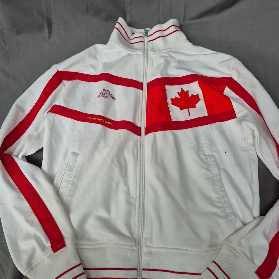 KAPPA CANADA ZIP JACKET IN WHITE/RED - LARGE