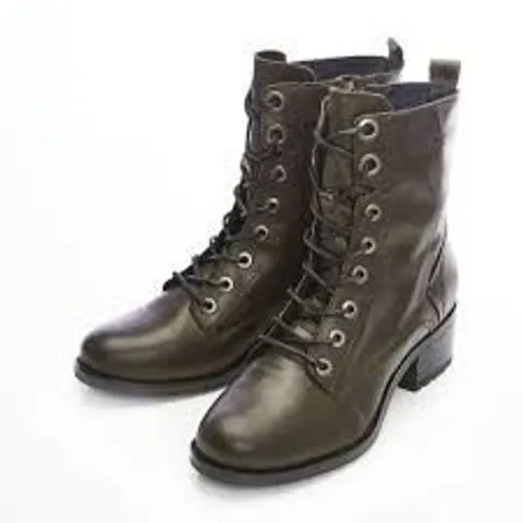 MODA IN PELLE BEZZIE KHAKI LACE UP LEATHER ANKLE BOOTS SIZE 39