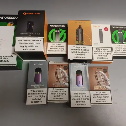 APPROXIMATELY 10 ASSORTED E-CIGARETTE PRODUCTS 
