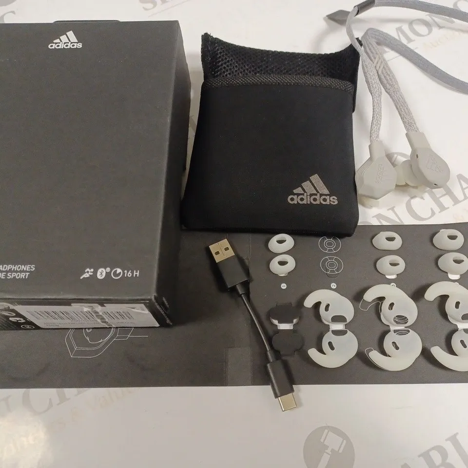 BOXED ADIDAS FWD-01 BLUETOOTH SPORT HEADPHONES - WHITE/GREY