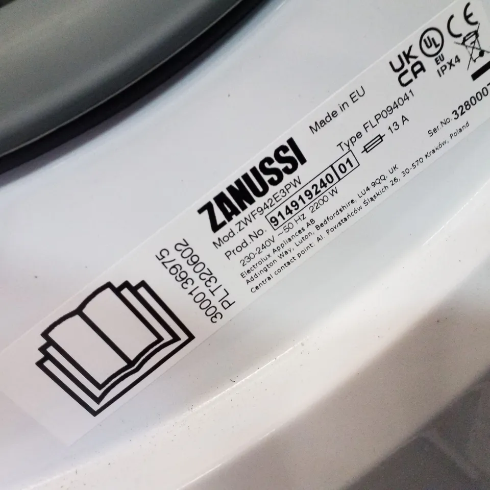 ZANUSSI 9KG 1400RPM FREESTANDING WASHING MACHINE - UNPROCESSED RAW RETURN