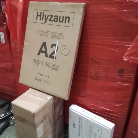 PALLET OF ASSORTED HOUSEHOLD GOODS AND PRODUCTS TO INCLUDE;CEILING FAN WITH LIGHT,PHOTO FRAME,DIGITAL CALENDAR