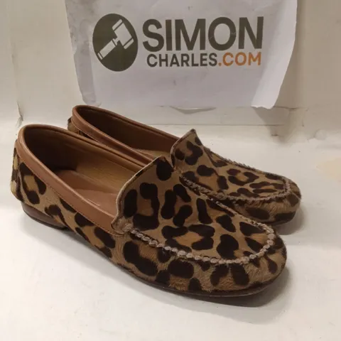 LEOPARD PRINT FAUX FUR SLIP-ON LOAFERS – WOMEN'S SHOES (NO SIZE SHOWN - ESTIMATED SIZE UK5 EU38)