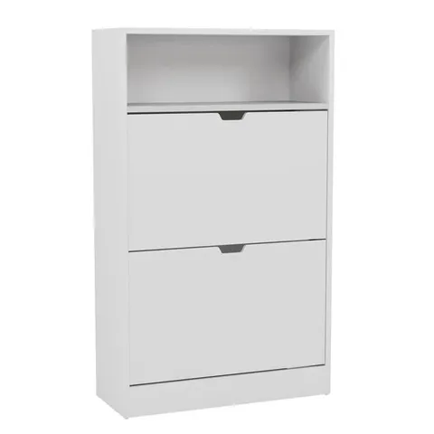 BOXED VIDA DESIGNS 2 DRAWER SHOE CABINET WITH SHELF - WHITE