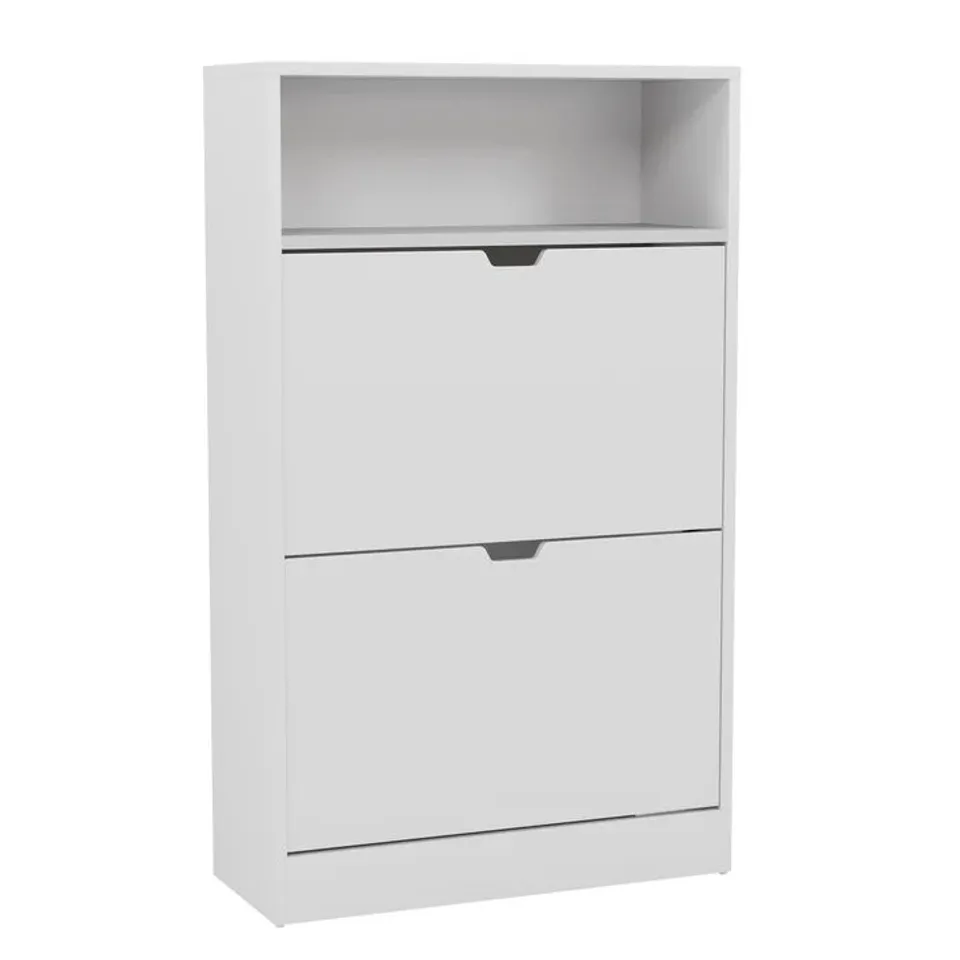 BOXED VIDA DESIGNS 2 DRAWER SHOE CABINET WITH SHELF - WHITE