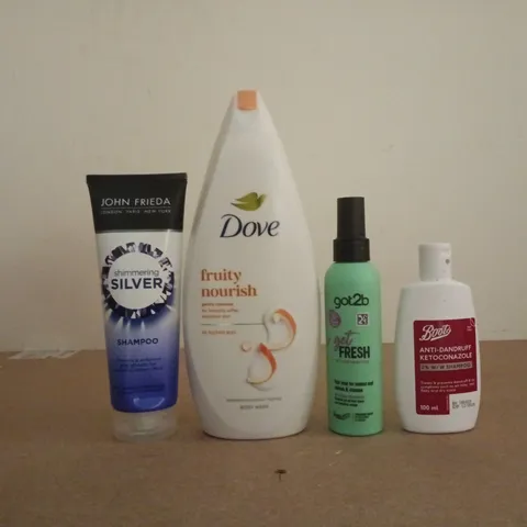 APPROXIMATELY 12 ASSORTED COSMETIC ITEMS TO INCLUDE DOVE, JOHN FRIEDA, ETC - COLLECTION ONLY