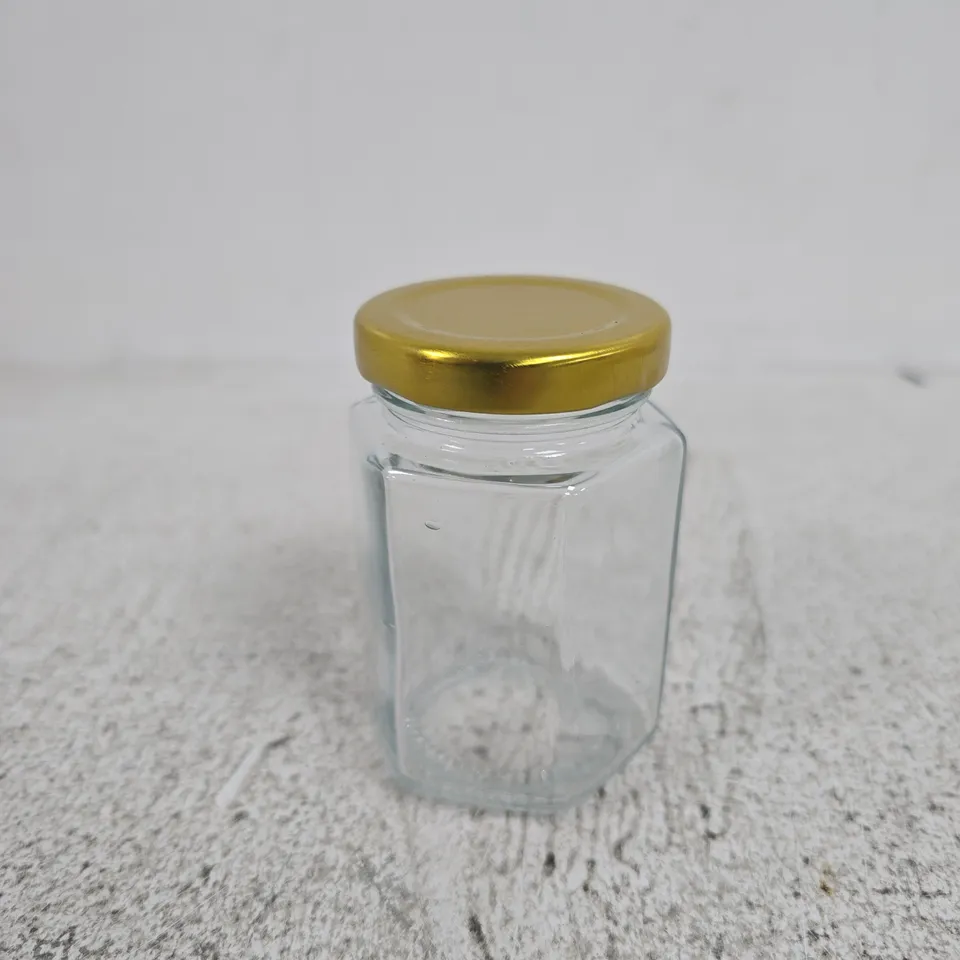 GLASS SPICE JARS WITH GOLD LIDS – SET OF 25