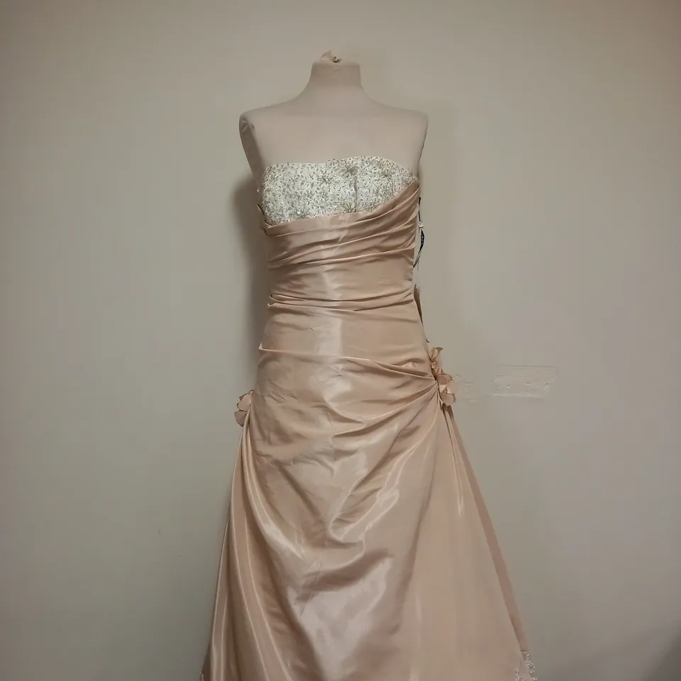 BERKETEX BRIDE AMANDA WEDDING DRESS IN TAN - SIZE 12 