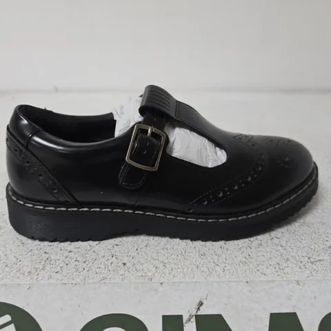 CHILDREN'S BLACK LEATHER MARY JANE SHOES WITH BUCKLE STRAP - SIZE 4M