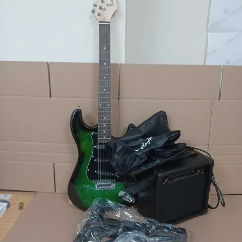 BOXED DISPLAY4TOP FULL-SIZE ELECTRIC GUITAR, AMPLIFIER ETC - COLLECTION ONLY