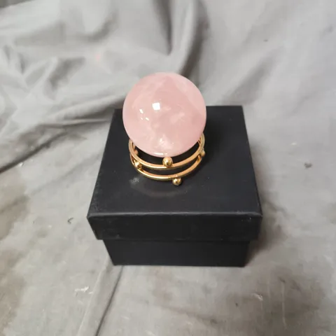 PINK GLOBE ORNAMENT ON GOLD RING STAND