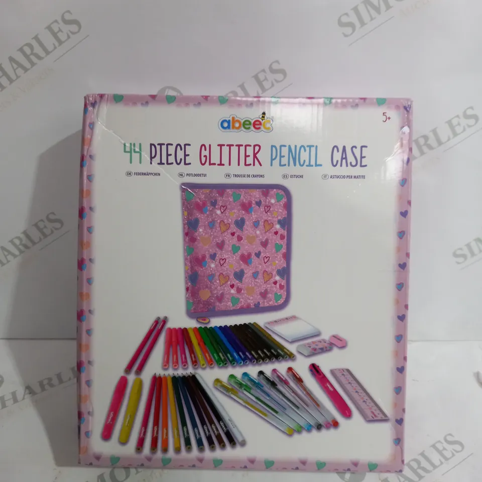 ABEEC 44 PIECE GLITTER PENCIL CASE STATIONERY SET