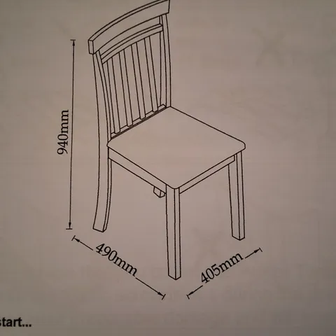 BOXED SET OF 2 DINING CHAIRS - DARK BROWN WOOD/BEIGE SEAT