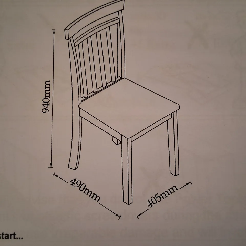 BOXED SET OF 2 DINING CHAIRS - DARK BROWN WOOD/BEIGE SEAT
