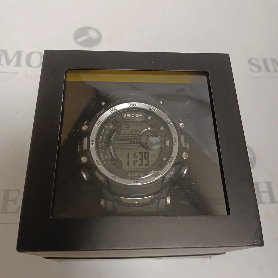 BOXED SEKONDA STEEL SILICONE STRAP WATCH - BLACK