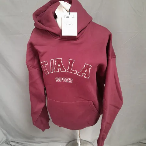 TALA OVERSIZED HOODIE WITH BORG LOGO IN BURGUNDY SIZE XS