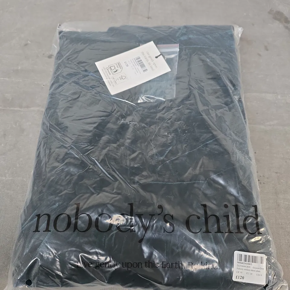 NOBODY'S CHILD FELICITY MIDAXI DRESS – PLAIN, OCCASION GREEN, UK 10