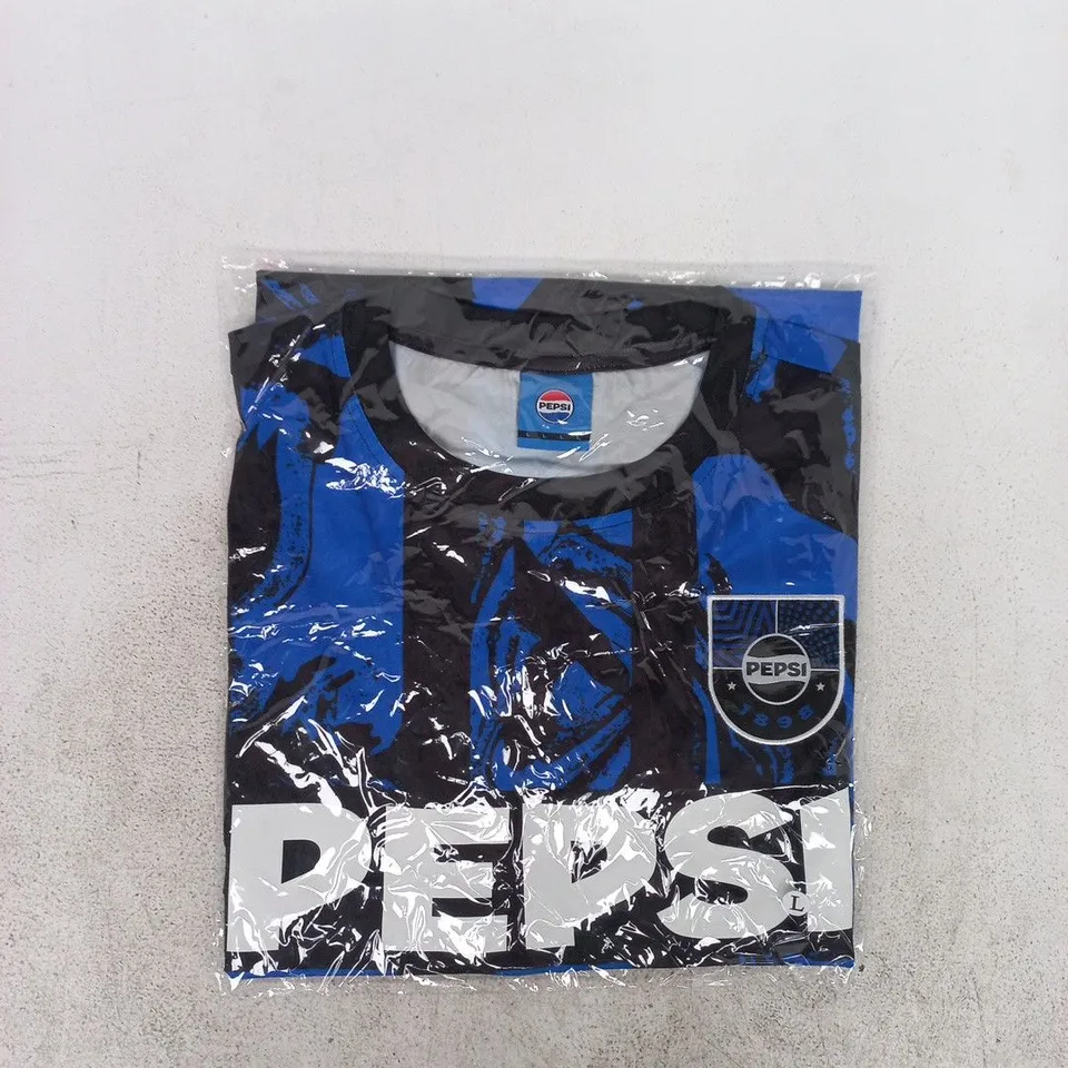 BAGGED PEPSI FOOTBALL JERSEY IN BLACK/BLUE SIZE LARGE