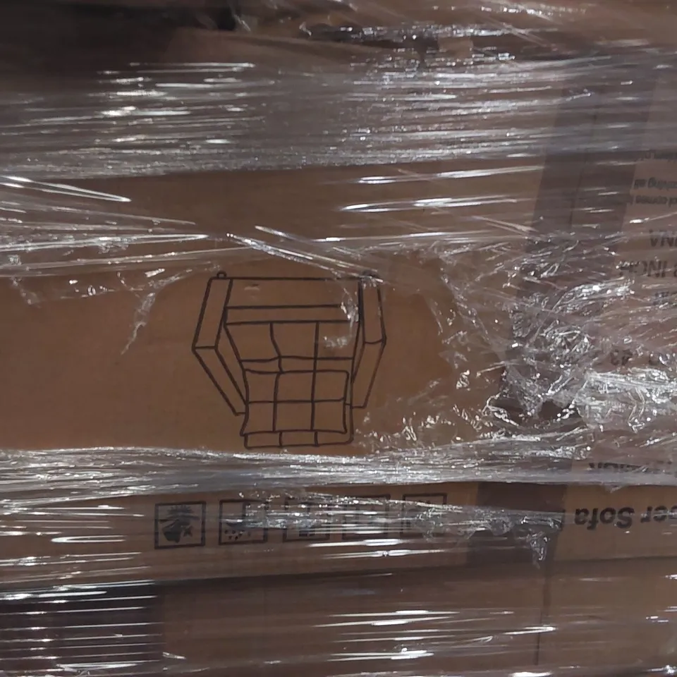 PALLET CONTAINING A LARGE ASSORTMENT OF CONSUMER PRODUCTS INCLUDING: ACCENT CHAIRS, COMPUTER DESKS, SLEEPER SOFA ECT