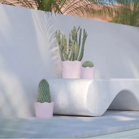 GARDEN STORIES SET OF 3 SORBET COLLECTION CERAMIC SCALLOPED PLANTERS