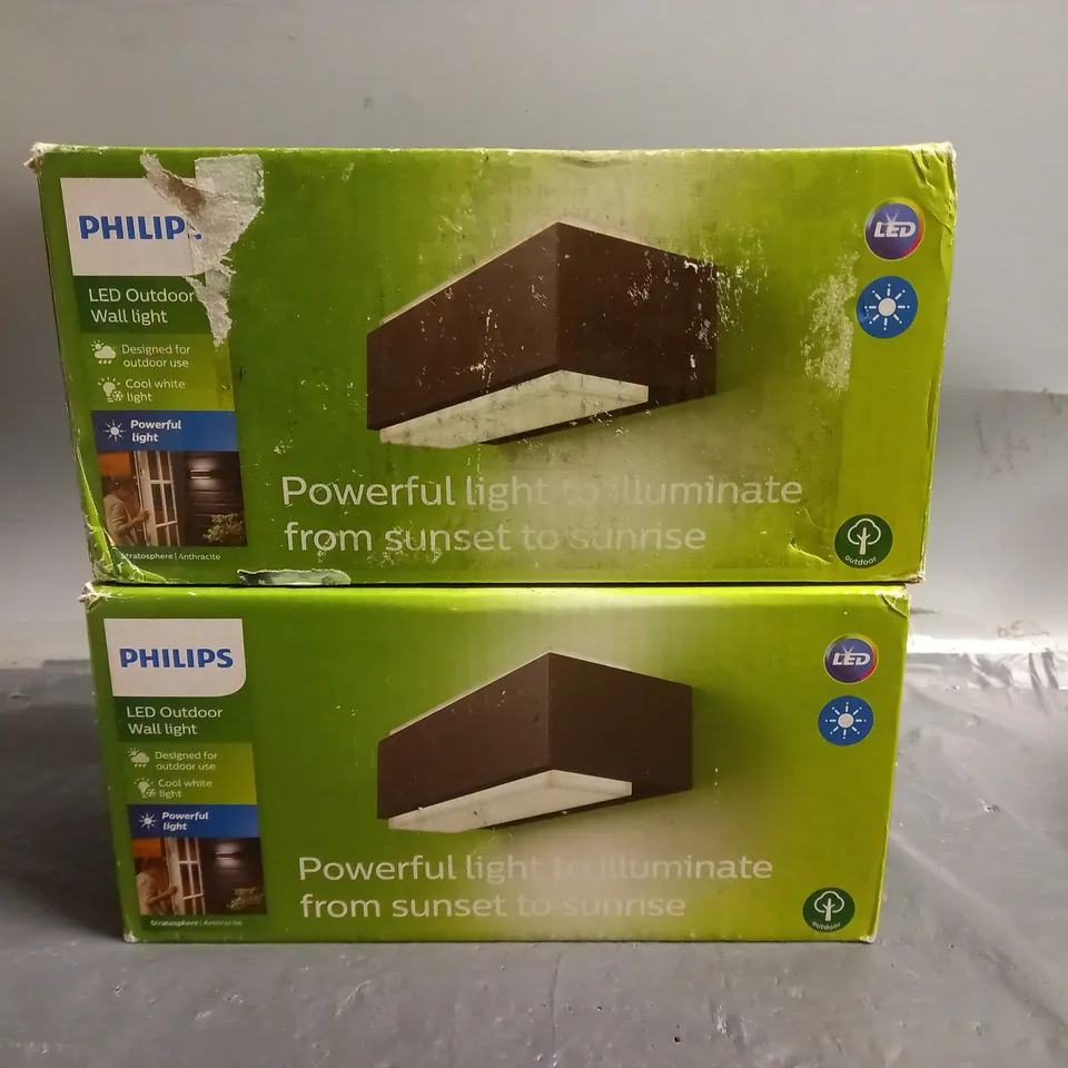 LOT OF 2 PHILIPS LED OUTDOOR WALL LIGHTS