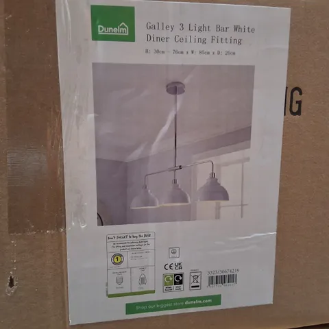 BOXED DUNELM GALLEY 3-LIGHT BAR WHITE CEILING FITTING