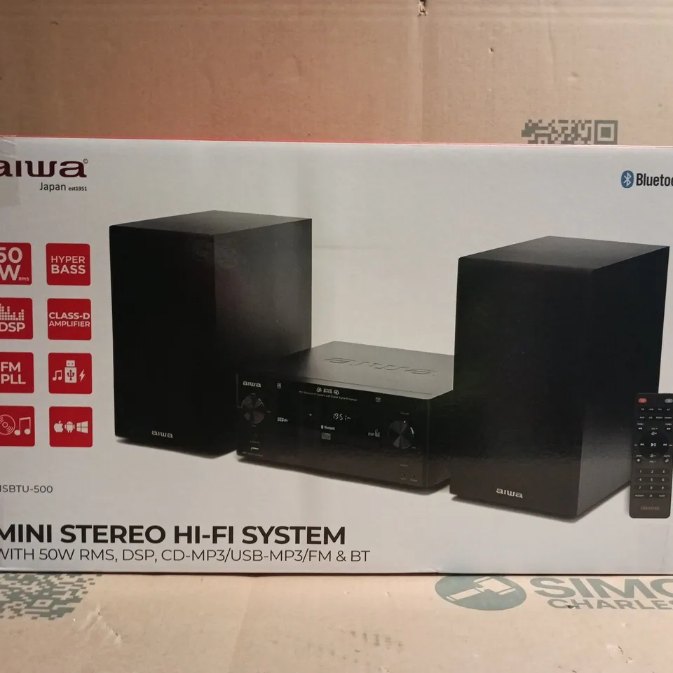 BOXED AIWA MINI STEREO HI-FI SYSTEM MSBTU-500 WITH BLUETOOTH