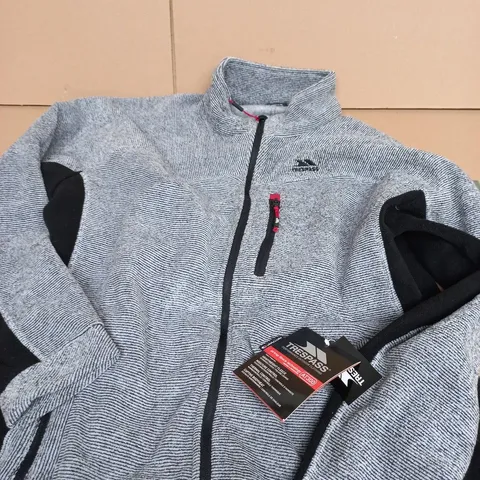 TRESPASS MEN'S FLEECE JACKET AT300 – PLATINUM STRIPE, SIZE L