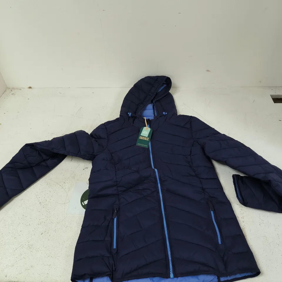 FATFACE NAVY PUFFER JACKET - WOMEN'S, UK 8 MINOR DEFECT
