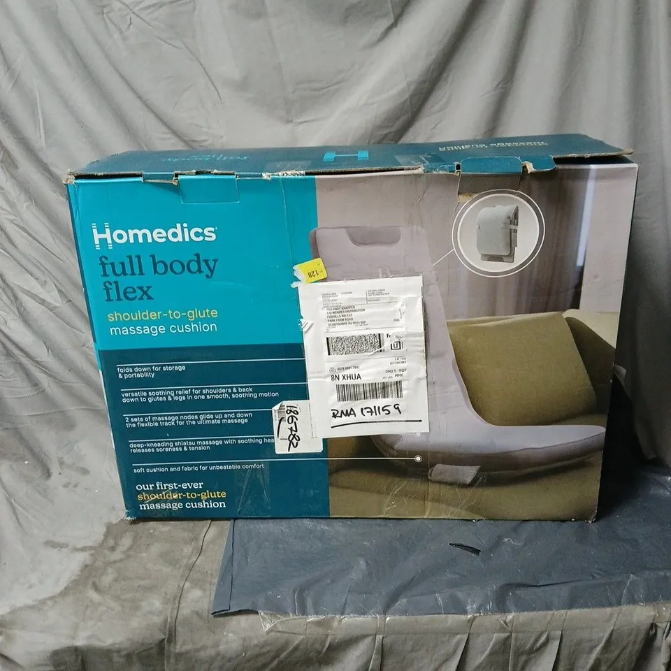 HOMEDICS FULL BODY FLEX SHOUTER TO GLUTE MASSAGE CUSHION BOXED