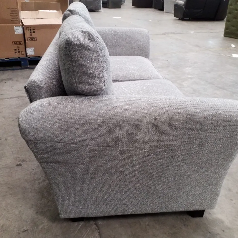 QUALITY DESIGNER 3 SEATER SOFA - GREY CHUNKY WEAVE FABRIC