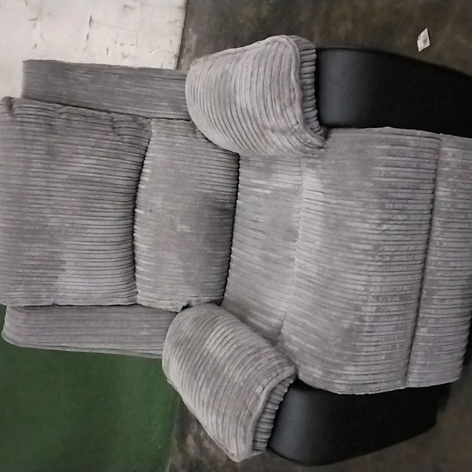 DESIGNER BLACK LEATHER AND GREY FABRIC RECLINER ARMCHAIR