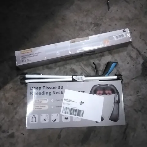 PALLET OF ASSORTED ITEMS TO INCLUDE; DEEP TISSUE NECK MASSAGER,  SLIM LINE HEATER 
