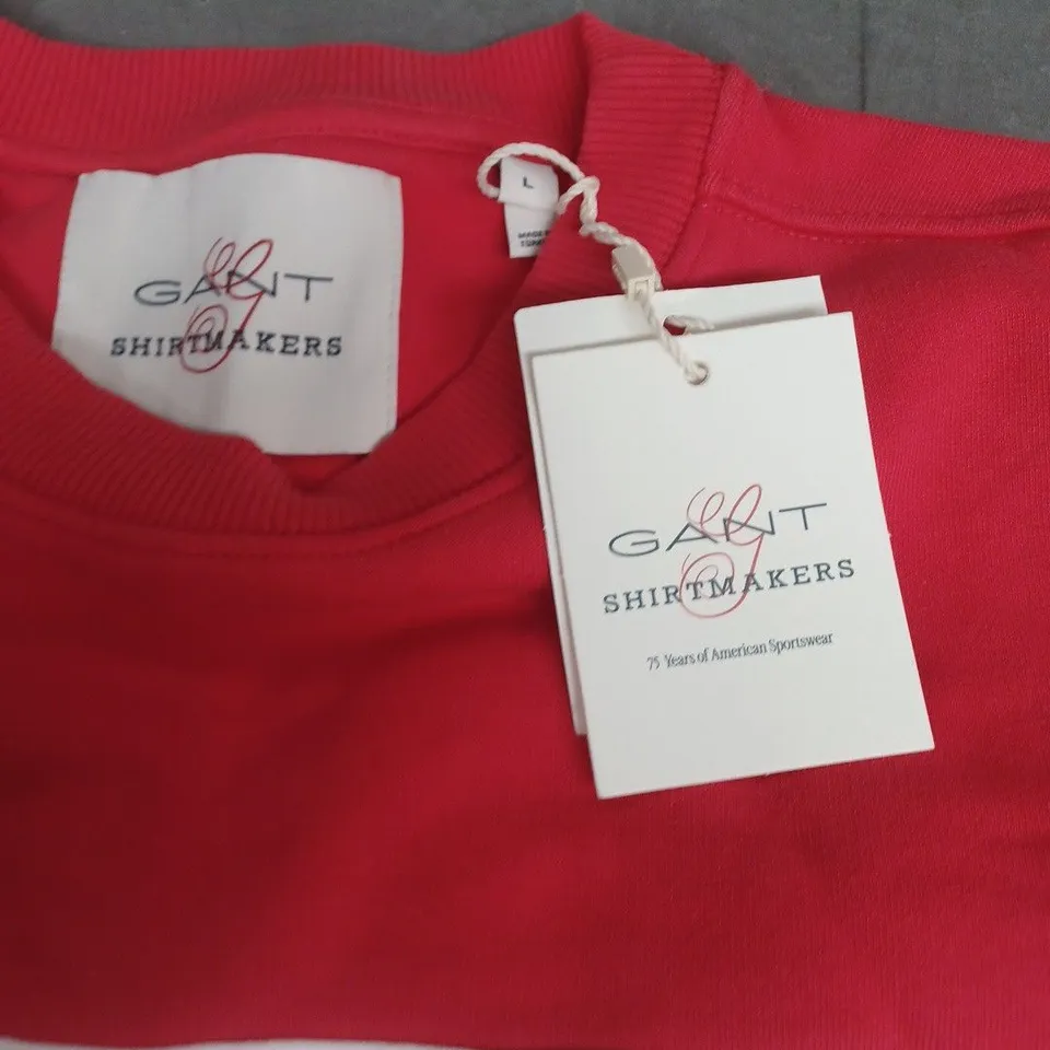 GANT SHIRTMAKERS RED SWEATSHIRT WITH WHITE CHEST STRIPE – UK SIZE L