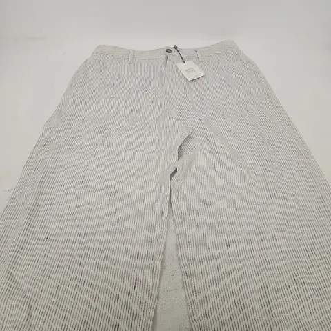 WHITE STUFF IVORY LINEN WIDE-LEG CROP TROUSERS – UK 12