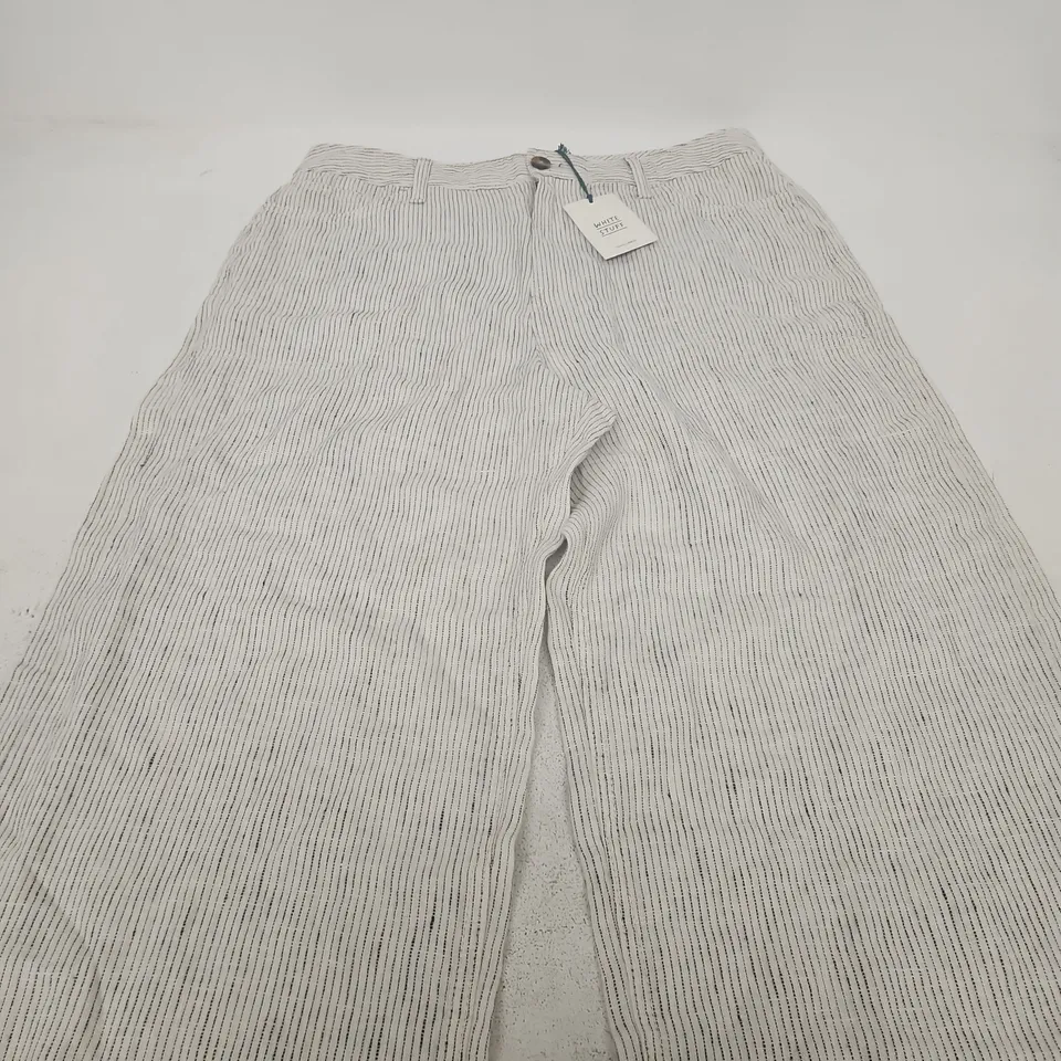 WHITE STUFF IVORY LINEN WIDE-LEG CROP TROUSERS – UK 12