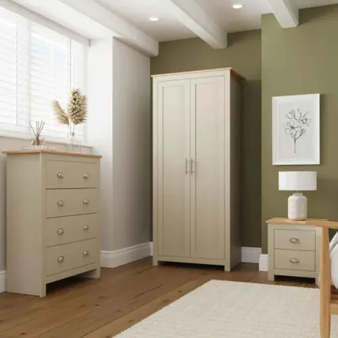 BOXED GFW LANCASTER CREAM 3 PIECE BEDROOM FURNITURE SET (4 BOXES)