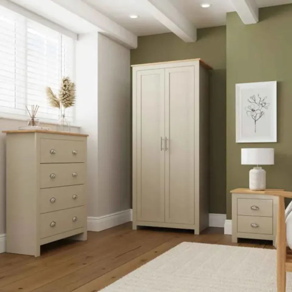 BOXED GFW LANCASTER CREAM 3 PIECE BEDROOM FURNITURE SET (4 BOXES)
