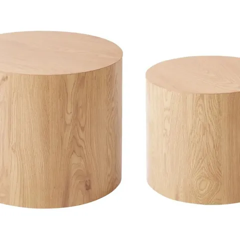 BOXED BELIANI SET OF 2 COFFEE TABLES MANTI LIGHT BROWN