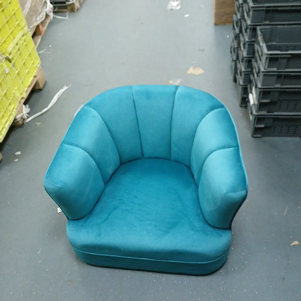 MY HOME STORIES VELVET ARMCHAIR WITH GOLD TIPPED LEGS TEAL .