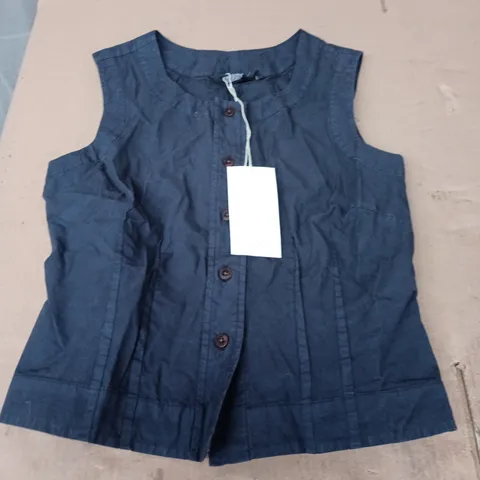 TOAST COTTON LINEN POPLIN SLEEVELESS DRESS IN RAVEN BLUE - UK 4