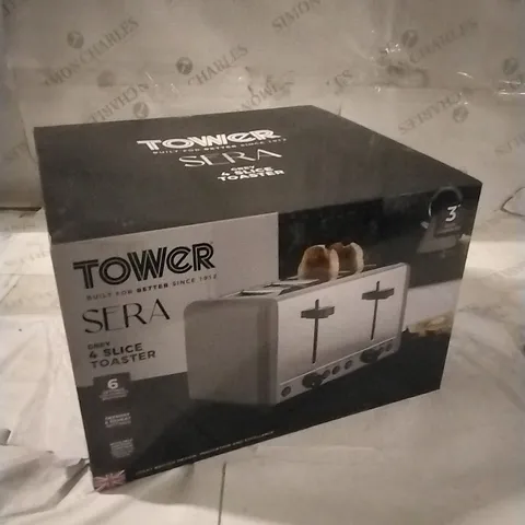 BOXED TOWER SERA GREY 4 SLICE TOASTER 