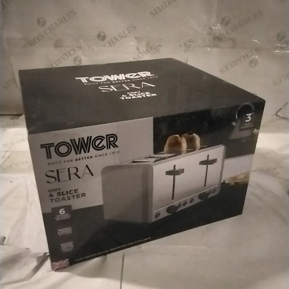 BOXED TOWER SERA GREY 4 SLICE TOASTER 