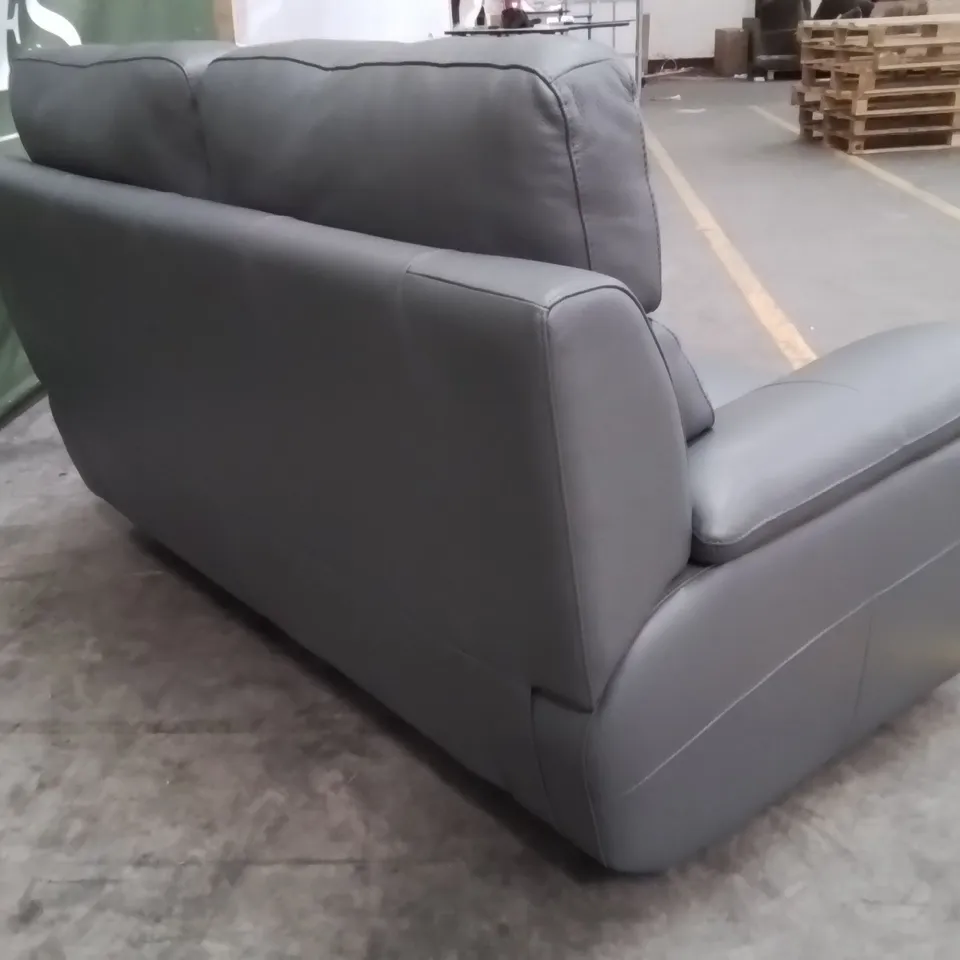 QUALITY DESIGNER ITALIAN MADE PATRIZIO 2 SEATER LEATHER SOFA - ANTHRACITE GREY