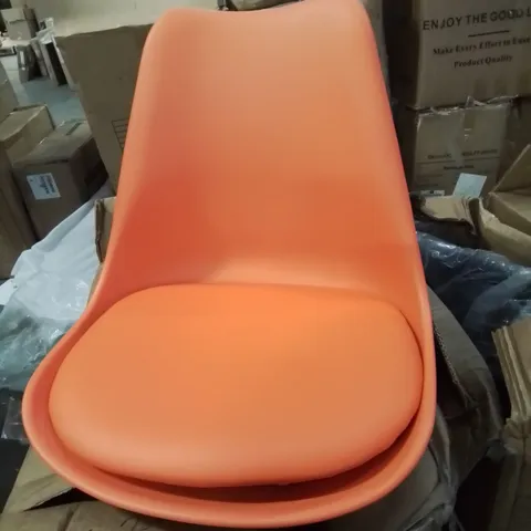 BOXED PLASTIC BACK, PADDED SEAT ORANGE SIDE/DINING  CHAIR