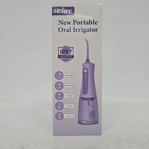 SEJOY NEW PORTABLE ORAL IRRIGATOR – IPX7 WATERPROOF, PURPLE (BOXED)