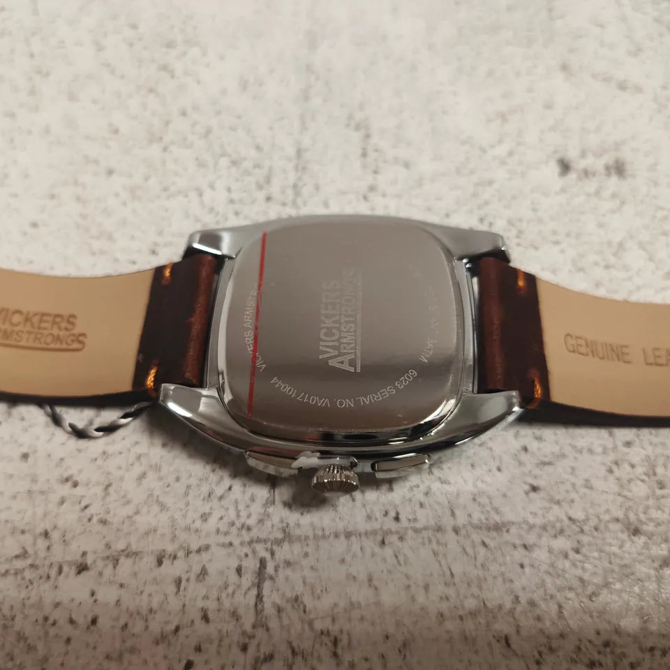 VICKERS ARMSTRONGS CHRONOGRAPH WRISTWATCH – GREEN DIAL, BROWN LEATHER STRAP
