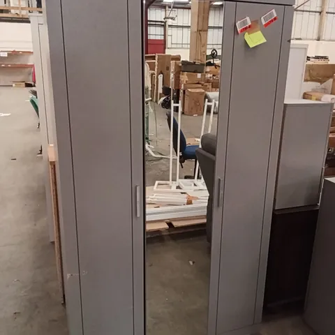 2-DOOR WARDROBE WITH A MIRRORED DOOR - GREY 